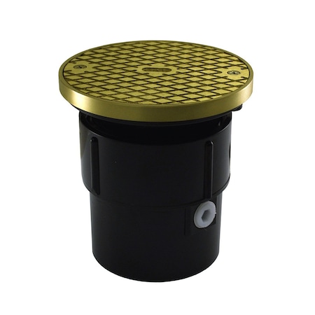 Jones Stephens 3inX4in ABS Pipe Fit Base Cleanout with 3-1/2in Plastic Spud and 5in Polished Brass Cover with Ring C59221